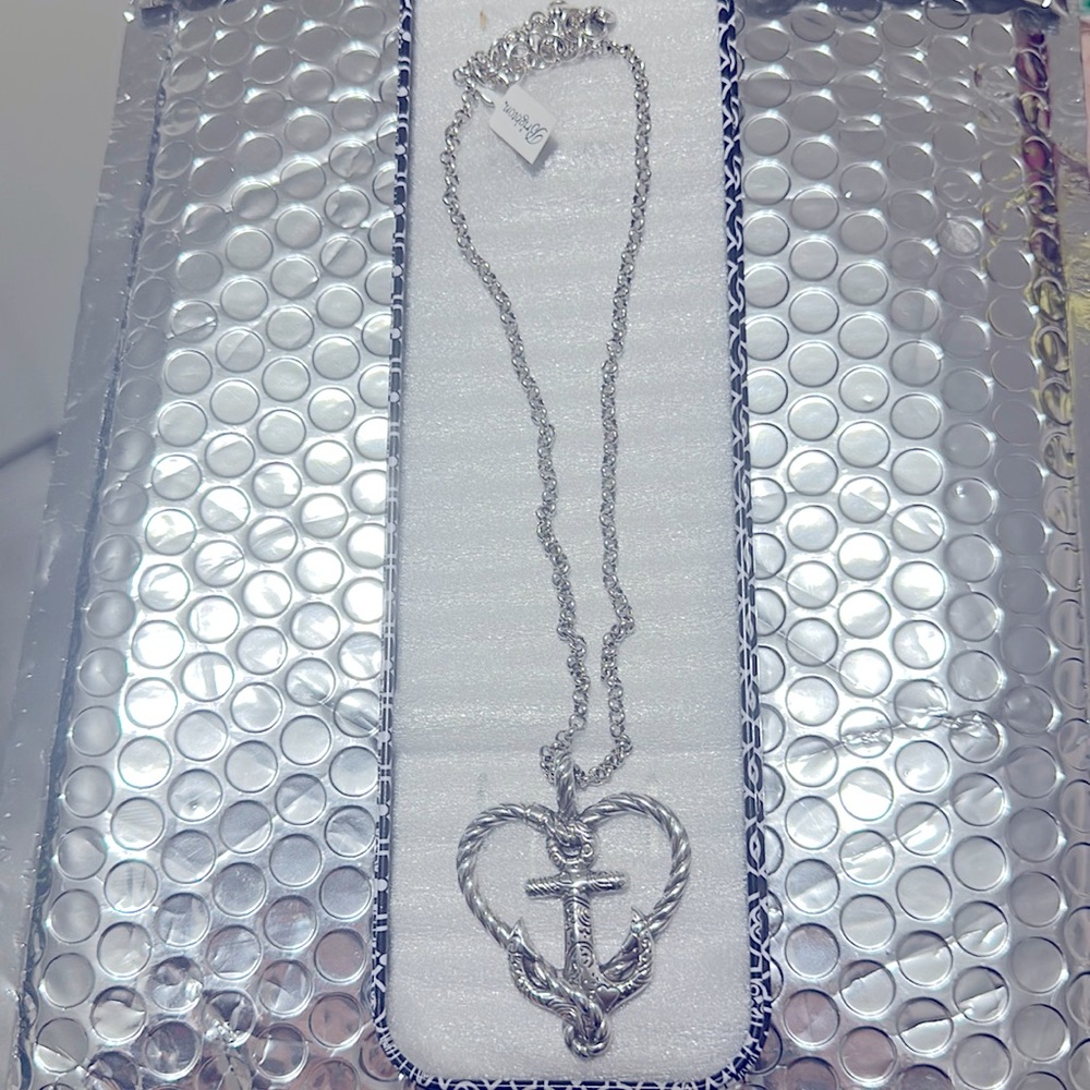 Brighton Silver Heart Anchor Necklace